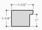 This heavy frame features simple, straight edges and a glossy black finish with wood grain details. 

Protruding 1.25 "es, a distinct division is achieved between art and wall. The deep rabbet also provides shadow box properties.

1.5 " width: ideal for medium size images.  The simple, classic nature of this frame, and it